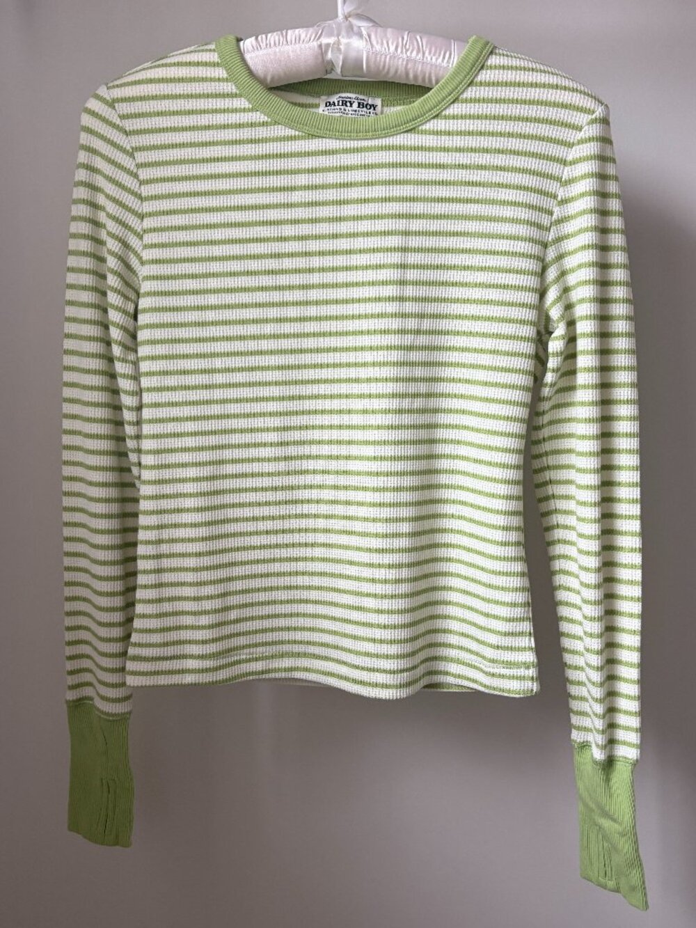 Dairy Boy Green Striped Everyday Lounge Long Sleeve Top